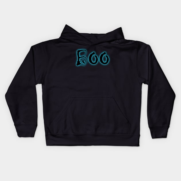 Glowing Blue Neon Boo Kids Hoodie by gkillerb